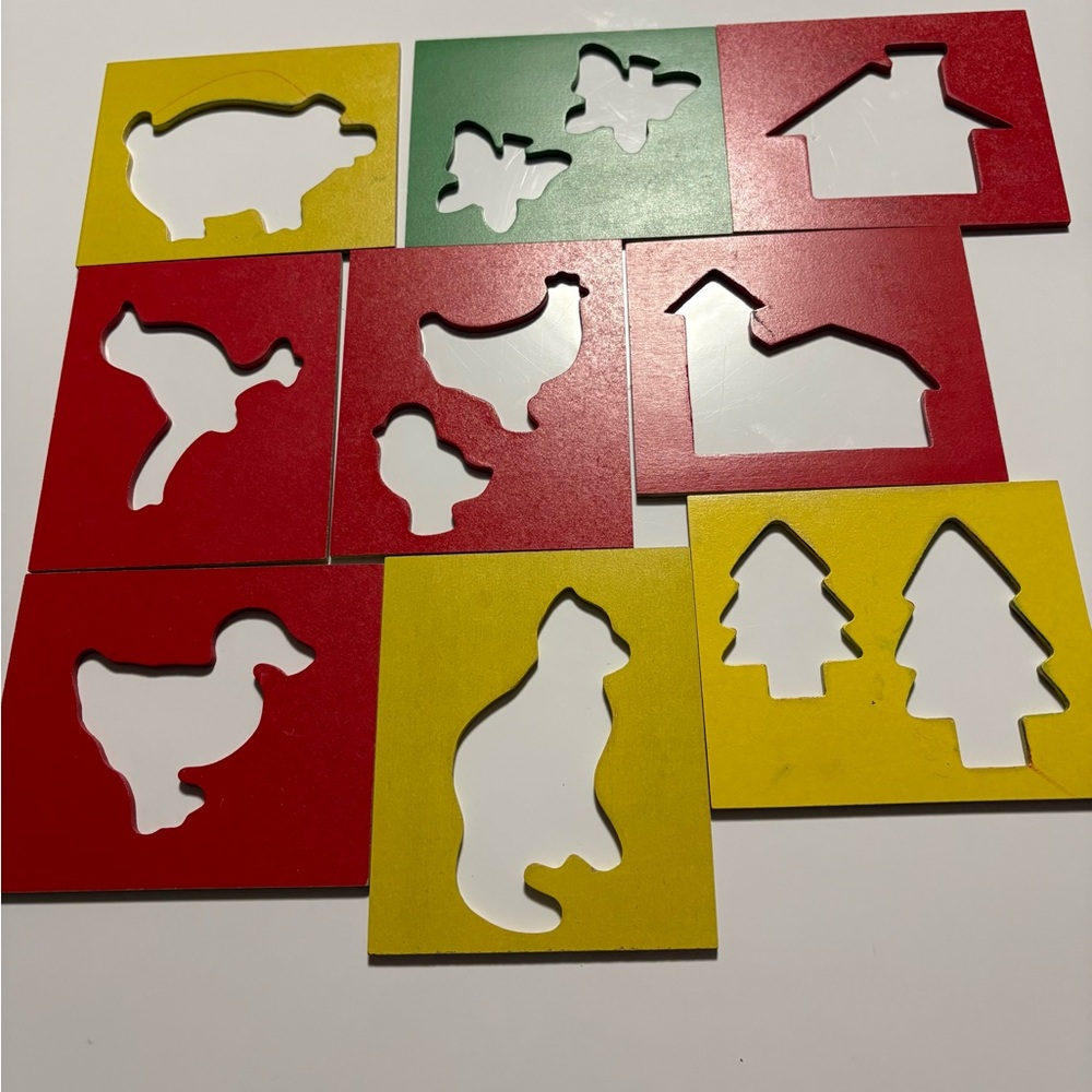 Wooden Colorful Animal and Shape Stencils